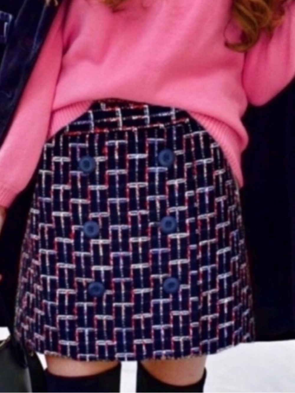 Loft Faux Wrap Tweed Button Mini Skirt Mod 2P Ann Taylor